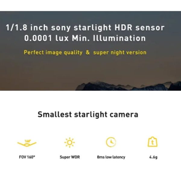 Caddx Baby Ratel 1200TVL 1/1.8'' Starlight HDR Sensor 0.0001 LUX Super Night Version 4.6g Ultra Light WN-BABY