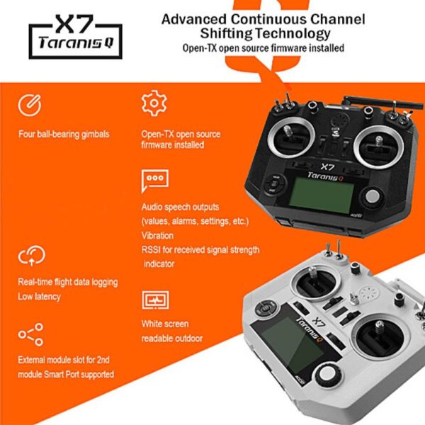 FrSky Taranis Q X7 2.4G ACCST 16CH RC Transmitter (Black / White)