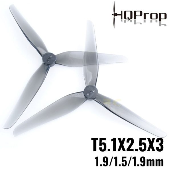 3d638be1b3e519df7f076954fe5e0bde1606232445.jpg HQProp T5.1X2.5X3 Grey 1.9/1.5/1.9mm Hole 3-blade Propeller (2 pairs/4pcs) HQT513