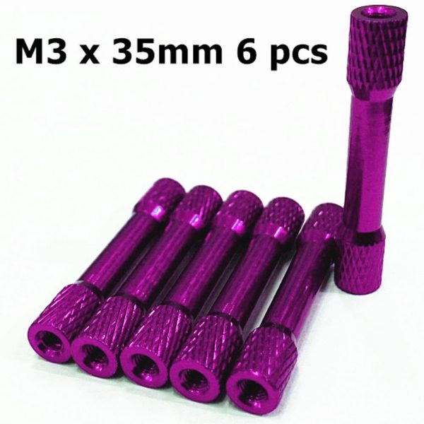 M3X35mm Standoffs Knurled Round Spacers Aluminum Purple 6 pcs XJ027P