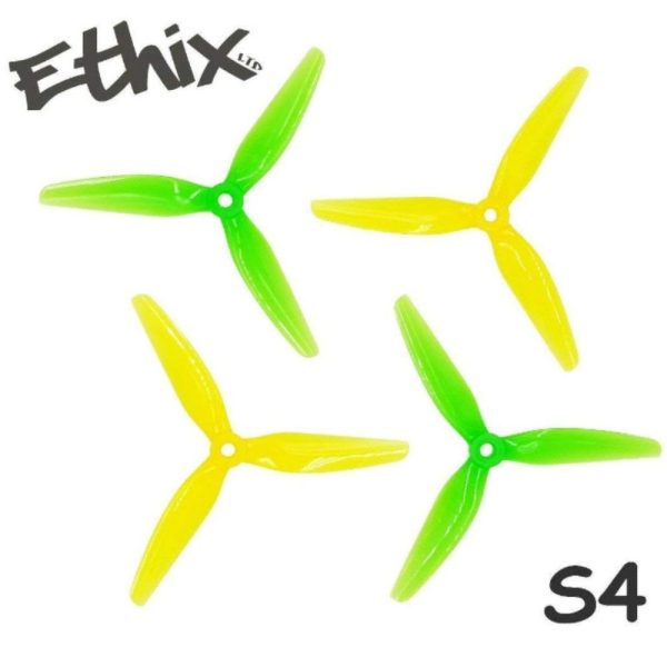 47774320e17868508b9d523b1a8dbc701581244790.jpg HQProp Ethix S4 Lemon Lime 5mm Hole 3-blade Propeller (2 pairs/4pcs) HQES4