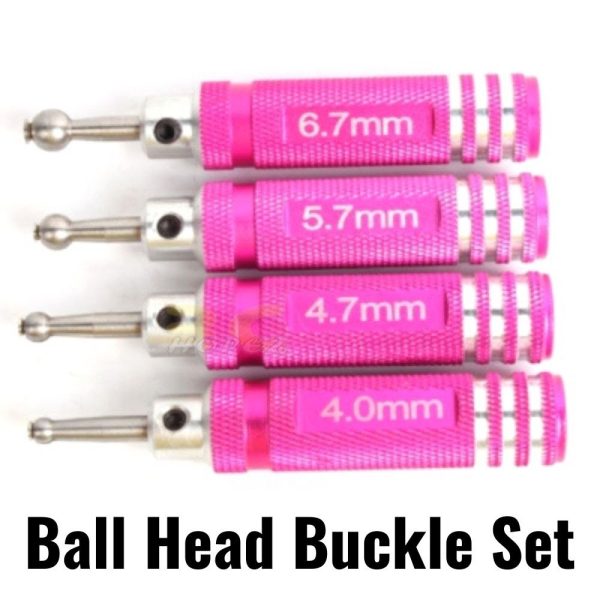 4 Pcs Ball Head Buckle Set with Aluminum Alloy Handle (6.7mm/5.7mm/4.7mm/4.0mm) T016