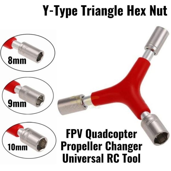 Y-Type Triangle Hex Nut 8mm/9mm/10mm 3-Way Socket Wrench Spanner FPV Quadcopter Propeller Changer Universal RC Tool BG-Y