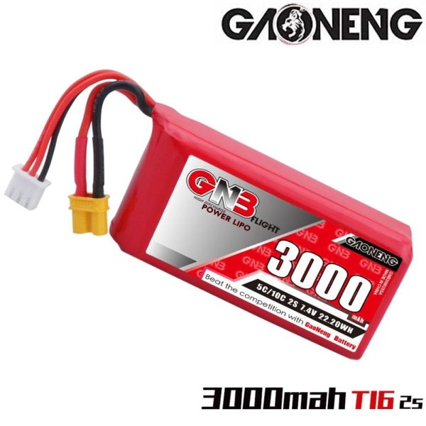 5eea766a377424ff6aa4ab00917c8b6c1590398282.jpg Gaoneng GNB 7.4V 3000mAh 5C 2S Lipo Battery with XT30 Plug Compatible for Jumper T16 Transmitter GNB3000/5-2ST