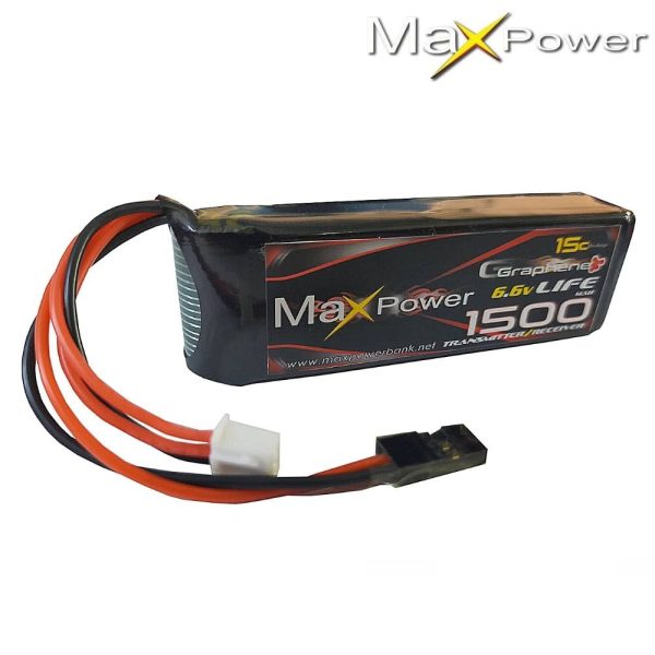 6fb5e8ab3ceb1b34b6dd7e7b41c7c7c91613466059.jpg Maxpower Graphene Lipo 1500mAh 2S 6.6V 15C TX & RX Battery MP1515-2G