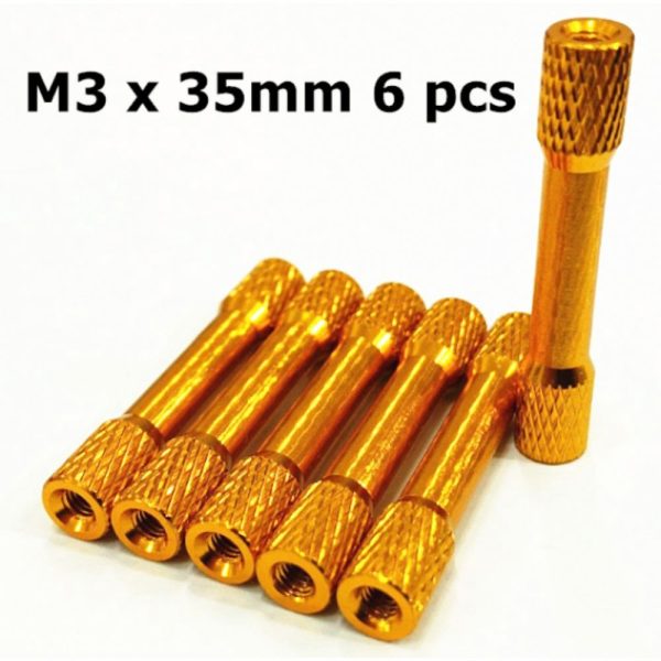 M3X35mm Standoffs Knurled Round Spacers Aluminum Dark Orange 6 pcs XJ024DO