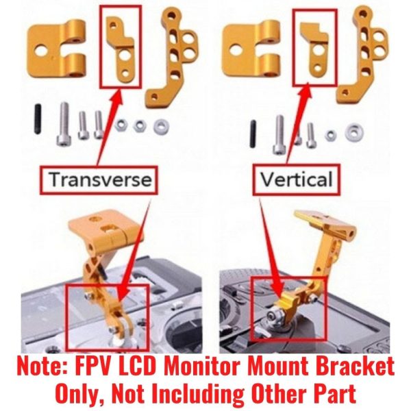 FPV LCD Monitor Mount Bracket for DJI Phantom JR Futaba Transmitter Horizontal fix (Silver)  W129S