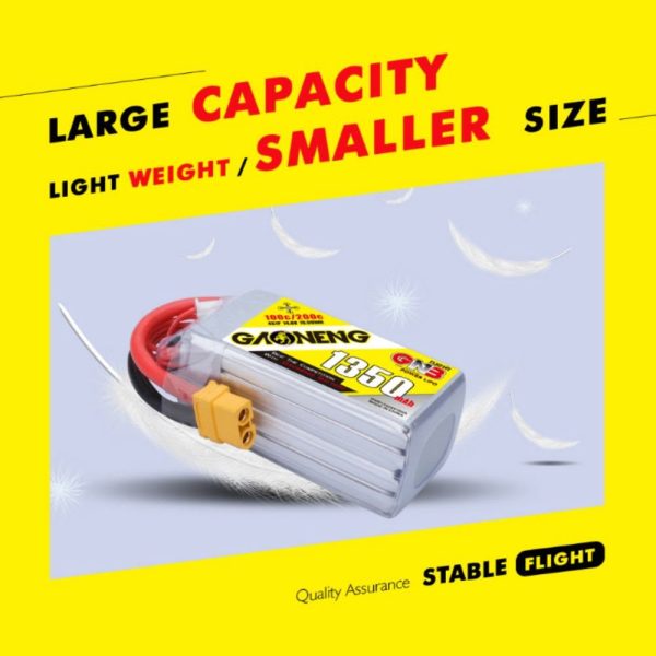 Gaoneng GNB 14.8v 1350mah 100c 4s Lipo Battery with XT60 Plug (2020 series) GNB1350/100-4S