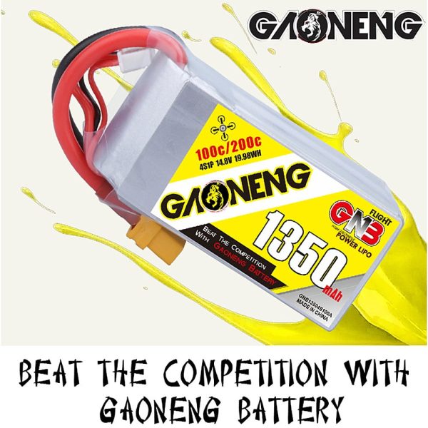 9fe344c332c4757747d38ca73c1506db1577969650.jpg Gaoneng GNB 14.8v 1350mah 100c 4s Lipo Battery with XT60 Plug (2020 series) GNB1350/100-4S