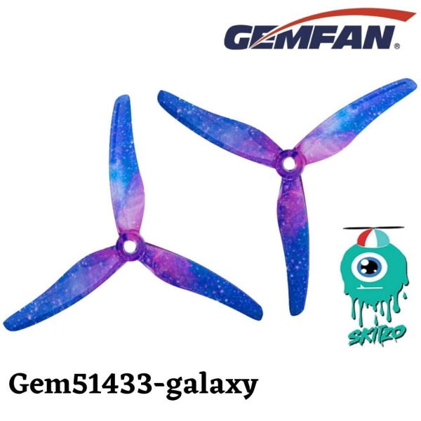 Gemfan LIMITED EDITION Skitzo Galaxy Hurricane 51433-3 5Inch M5 Hole 3-blade Propeller (2 pairs/4pcs) Gem51433-galaxy