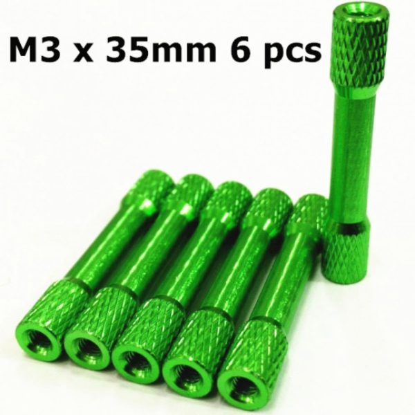 M3X35mm Standoffs Knurled Round Spacers Aluminum Green 6 pcs XJ023G
