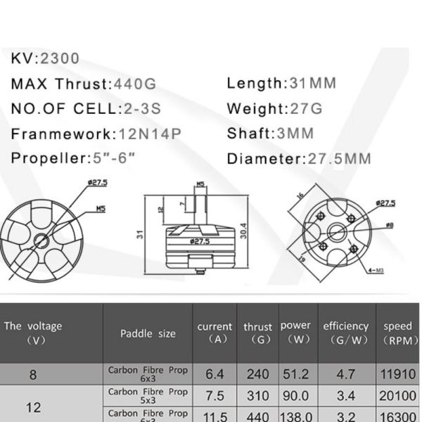 Happymodel MT2204 2300KV ccw for Multi Copter W545B