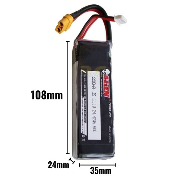 cebe50318815caa28cb8b600d1fdecec1612516425.jpg Alienmodel 3S 11.1V 2200mAh 50C Lipo Battery with XT60 Plug AL2200/50-3SX