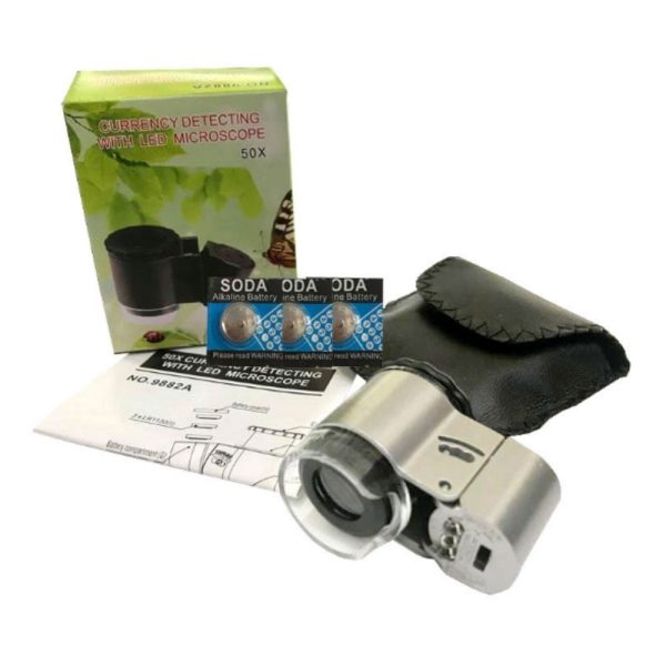 50x Handheld Mini Pocket Microscope Loupe Jeweler Magnifier with LED Light RY-50X