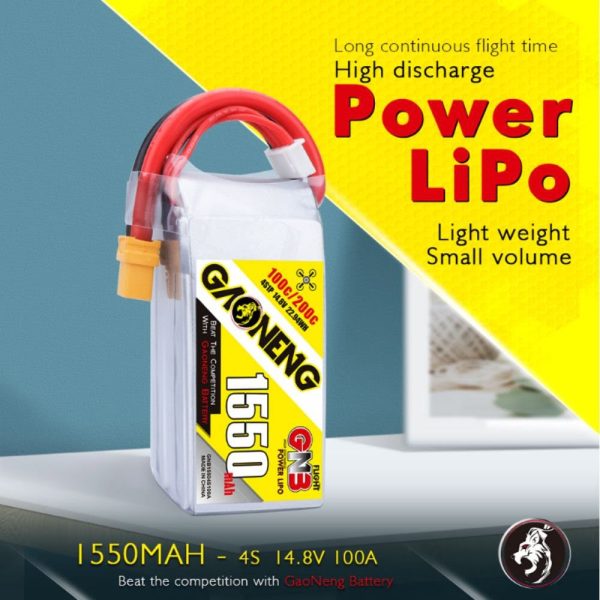ef3b12b2ffe00ed0adfe8ef7cb032f591578569638.jpg Gaoneng GNB 14.8v 1550mah 100c 4s Lipo Battery with XT60 Plug (2020 series) GNB1550/100-4S