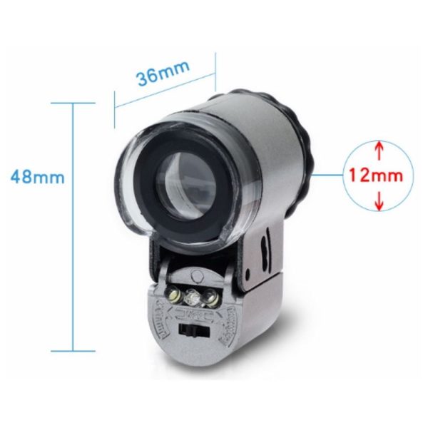 50x Handheld Mini Pocket Microscope Loupe Jeweler Magnifier with LED Light RY-50X