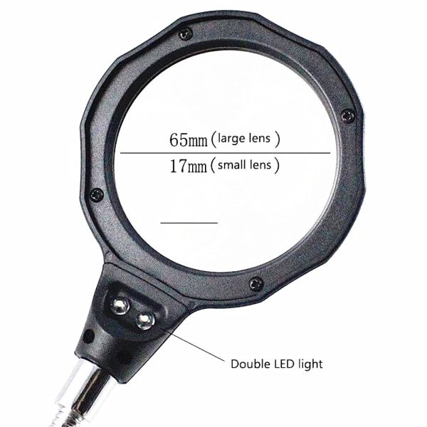 f7365ffd998e177e245b77edaf1f90311591870430.jpg 2 LED Light Magnifier Desk Lamp Repair Clamp Desktop Magnifying Glasses with Alligator Clip 16126-A