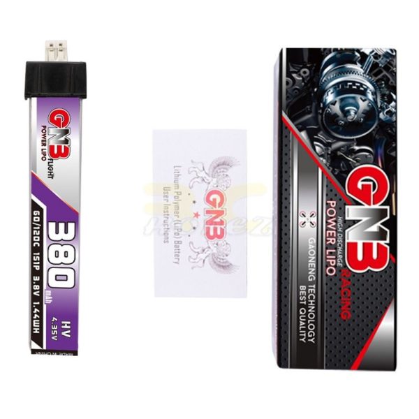 Gaoneng GNB 3.8HV 380mAh 60C 1S Lipo Battery with PH2.0 Plug GNB380/60-1SH