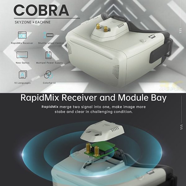 1ff4bba11c80608c2b751088627cc04c.jpeg Skyzone Cobra S 5.8GHz 48CH 800X480 LCD RapidMix Receiver FPV Goggles With Head Tracker DVR CobraS