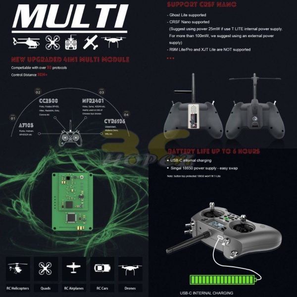Jumper T-Lite 16CH Hall Sensor Gimbals JP4IN1 Multi-Protocol RF System OpenTX Transmitter Jumper-T-Lite