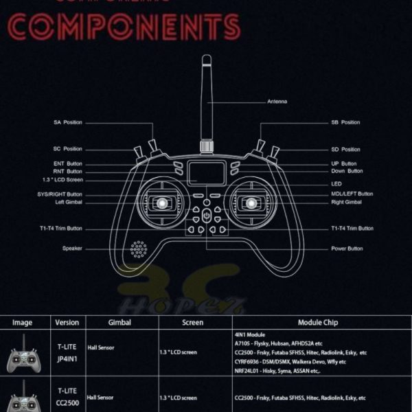 Jumper T-Lite 16CH Hall Sensor Gimbals JP4IN1 Multi-Protocol RF System OpenTX Transmitter Jumper-T-Lite