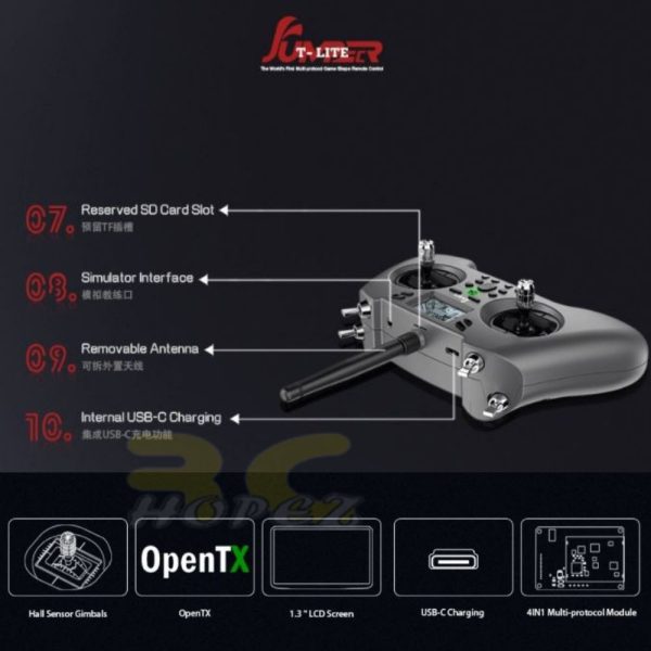 Jumper T-Lite 16CH Hall Sensor Gimbals JP4IN1 Multi-Protocol RF System OpenTX Transmitter Jumper-T-Lite