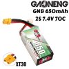 Gaoneng GNB 650mAh 2S 7.4V 70C Lipo Battery with XT30 Plug GNB650/70-2S
