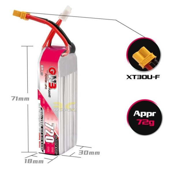 2ba7e10978ee45eb5c2906c808f9e486.jpeg Gaoneng GNB 15.2HV 720mAh 100C 4S Lipo Battery with XT30 Plug GNB720/100-4S