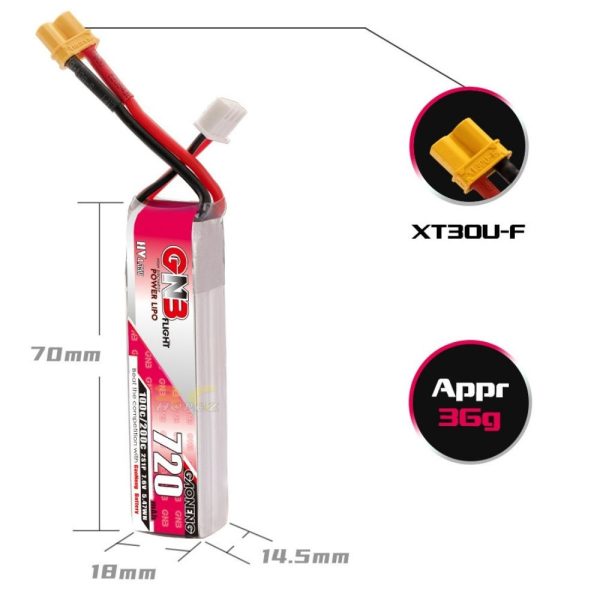 3d29ad5a281ccbecf812802a4783b7e0.jpeg Gaoneng GNB 7.6HV 720mAh 100C 2S Lipo Battery with XT30 Plug GNB720/100-2S
