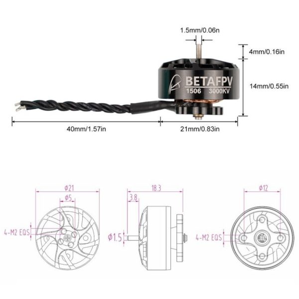 BetaFPV 1506 3000KV 1.5mm 3-6S Brushless Motors For Pavo30 BT1506-30B