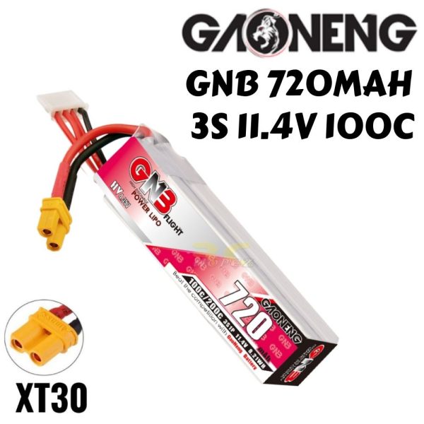 e72f66d2a6c5fbffa856bd52ef274d00.jpeg Gaoneng GNB 11.4HV 720mAh 100C 3S Lipo Battery with XT30 Plug GNB720/100-3S