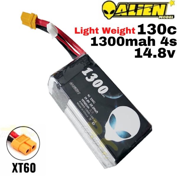 01e1244c9ce4f5a76ce39f0d89c65767.jpeg Alienmodel 4S 14.8V 1300mAh 130C Lipo Battery with XT60 Plug AL1300/130-4S