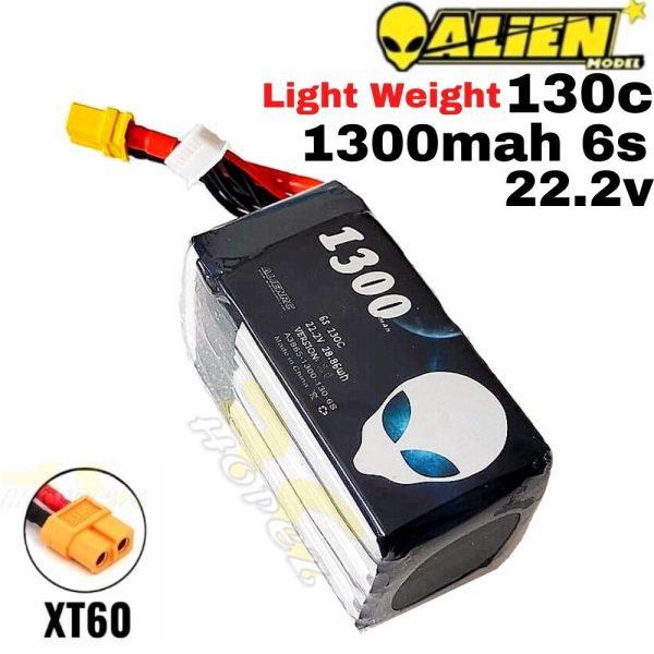 2a128dd29f152c3164ea167f738ff991.jpeg Alienmodel 6S 22.2V 1300mAh 130C Lipo Battery with XT60 Plug AL1300/130-6S