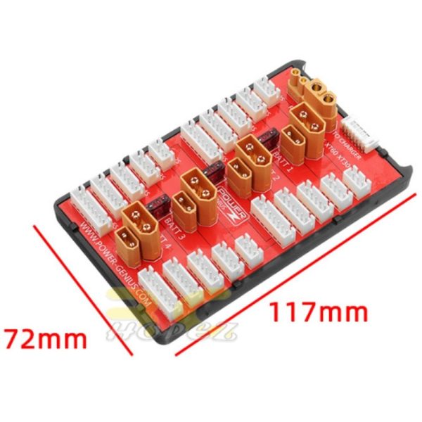 2 in 1 PG Parallel Charging Board XT30 XT60 Plug Supports 4 Packs 2-6S Lipo Battery WEM-35A-Dean