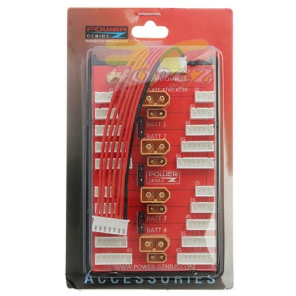 2 in 1 PG Parallel Charging Board XT30 XT60 Plug Supports 4 Packs 2-6S Lipo Battery WEM-35A-Dean