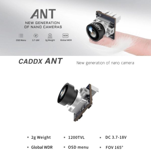 Caddx Ant 1.8mm 1200TVL 4:3 Global WDR with OSD 2g Ultra Light Nano FPV Camera Silver WN-ANT43