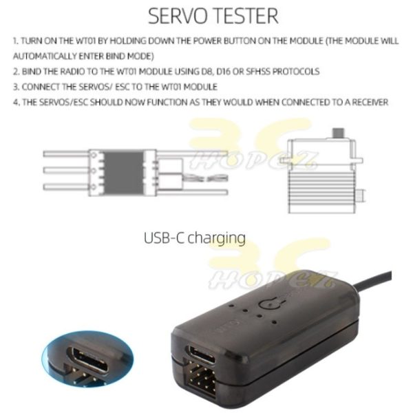 RadioMaster WT01 Wireless Trainer Adapter Support USB-C Charging 4CH Servo Compatible for RC Radios Transmitter TX-WT01