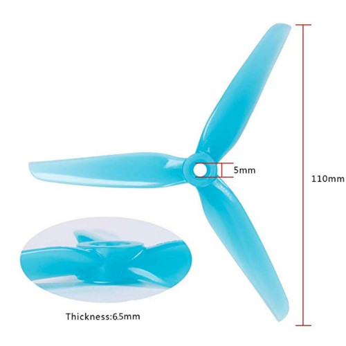 HQProp R38 Blue 5mm Hole 3-blade Propeller (2 pairs/4pcs) HQR38