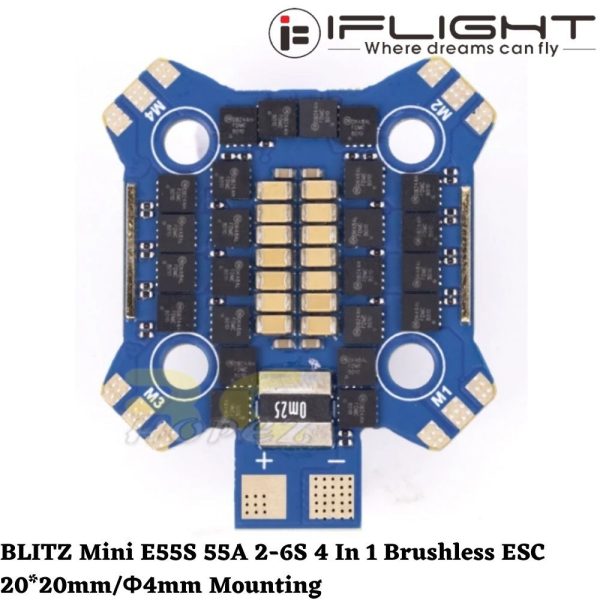 iFlight 20x20mm BLITZ Mini F4 Flight Controller E55S 55A 2-6S 4in1 DShot150/300/600/MultiShot/OneShot ESC MX1439