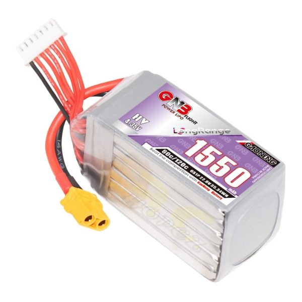 Gaoneng GNB 22.2V 1550mAh 60C 6S Lipo Battery with XT60 Plug GNB1550/60-6S