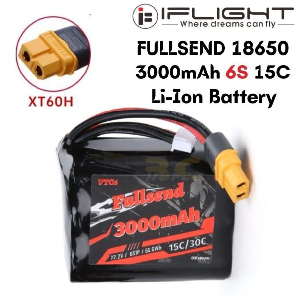 iFlight FULLSEND VTC6 18650 6S1P 3000mAh 15C Li-Ion Battery for Long Range - XT60 MX3000/15-6S