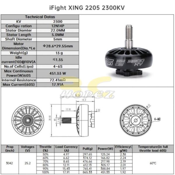 6a60ce5284f98fe64804e1f123881d11.jpeg iFlight XING 2205 (6S) 2300KV/ (4S) 3200KV 4-6S (12X12mm) Unibell NextGen Brushless Motor for Protek35 X2205Black