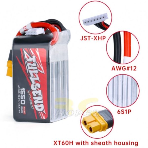 iFlight FULLSEND 1550mAh 120C 6S 22.2V Lipo Battery XT60H Plug MX1550/120-6S