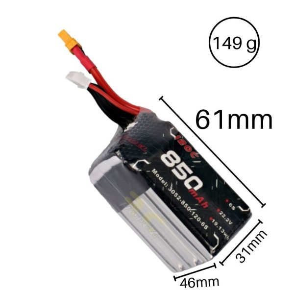 Alienmodel 6S 22.2V 850mAh 120C Lipo Battery with XT60 Plug AL850/120-6S