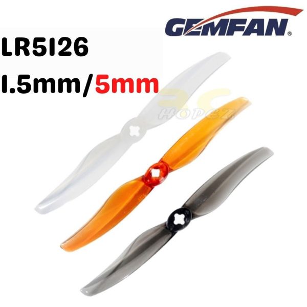 Gemfan LR5126-2 5Inch T mount 1.5mm/5mm 2-Blade Long Range Propeller (2 pairs/4pcs) Gem5126-1.5mm