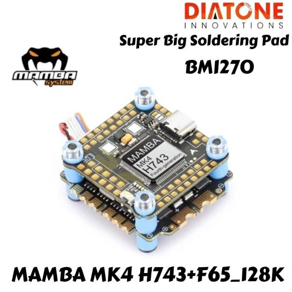 3eff086eeee36ca19c72957dcb78eb78.jpeg Diatone MAMBA (30.5x30.5) MK4 H743 BMI270 & 65A 128K 3-6S Blheli_32 Dshot300/600/1200 Stack M-0806