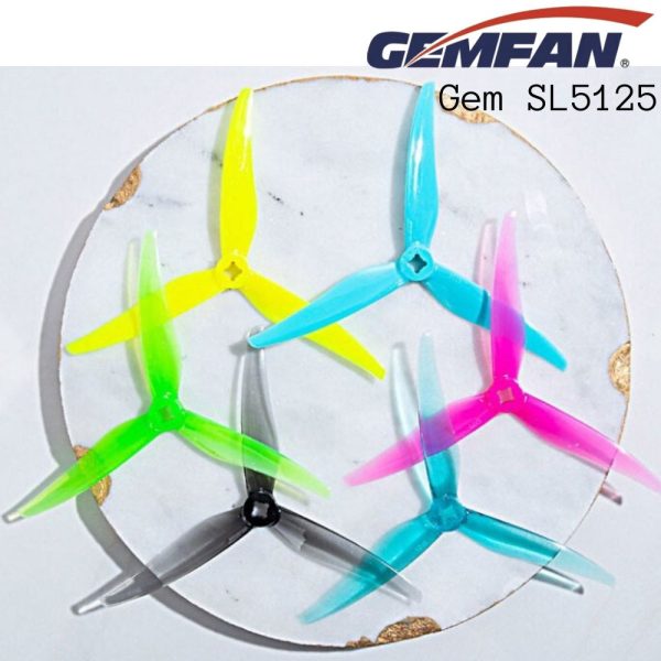 Gemfan Hurricane SL5125-3 5Inch t mount 1.5mm/5mm 3-blade Propeller (2 pairs/4pcs) Gem-SL5125