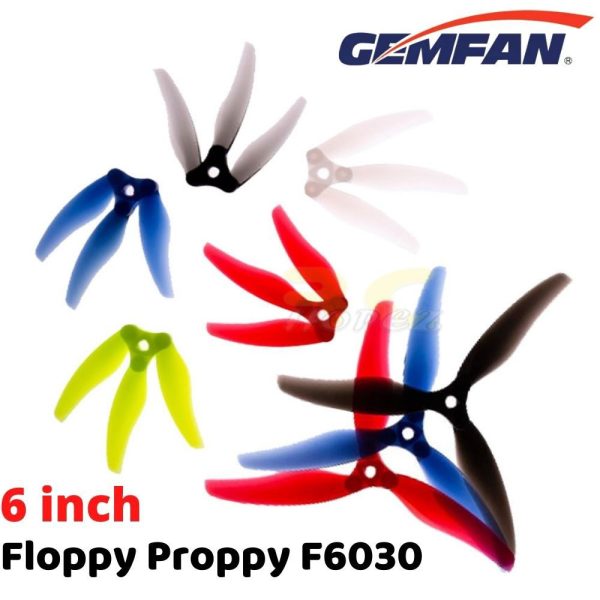 GEMFAN Floppy Proppy F6030 6inch 5mm Hole/POPO Folding 3-Paddle Propeller (4 hub, 12 blades) Gem-F6030
