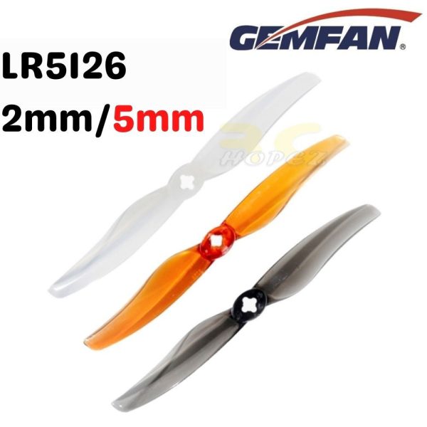 Gemfan LR5126-2 5Inch T mount 2.0mm/5mm 2-Blade Long Range Propeller (2 pairs/4pcs) Gem5126-2mm