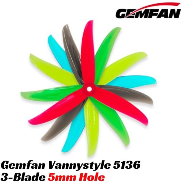 Gemfan Vannystyle 5136 5.1x3.6 3-Blade 5mm Hole Propeller (2 pairs/4pcs) Gem-V5136